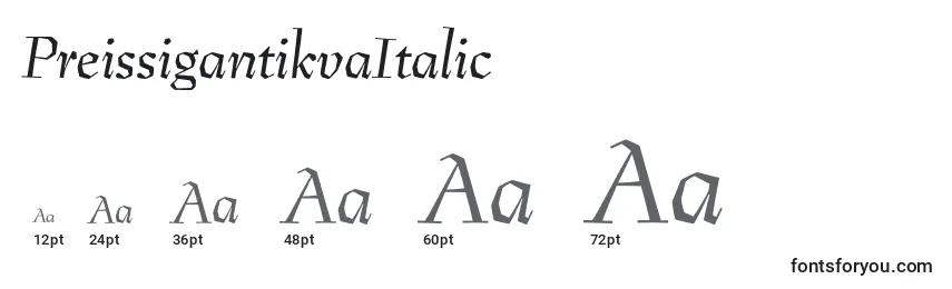 Размеры шрифта PreissigantikvaItalic