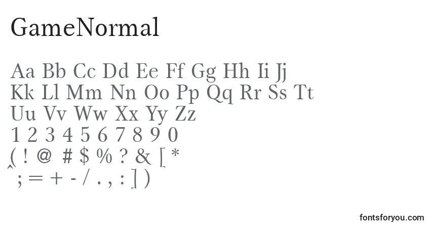 Fuente GameNormal - alfabeto, números, caracteres especiales