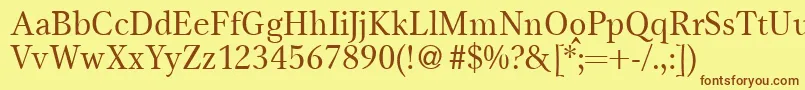 フォントGameNormal – 茶色の文字が黄色の背景にあります。