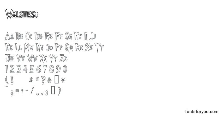 Шрифт Walsheso – алфавит, цифры, специальные символы