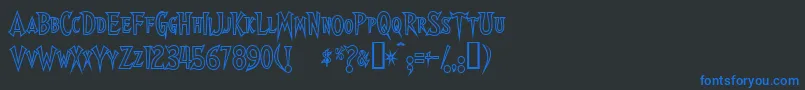 フォントWalsheso – 黒い背景に青い文字