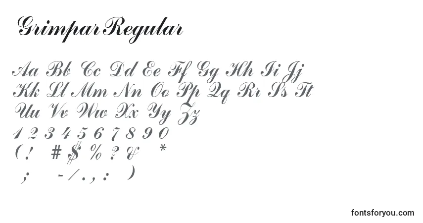 GrimparRegularフォント–アルファベット、数字、特殊文字