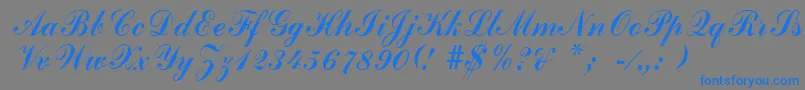Weitere Informationen zur GrimparRegular-Schriftart GrimparRegular-Schriftart – Blaue Schriften auf grauem Hintergrund