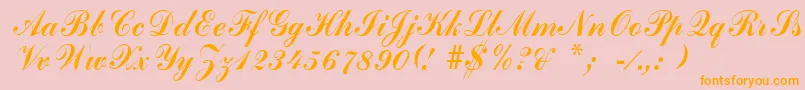 GrimparRegular-Schriftart – Orangefarbene Schriften auf rosa Hintergrund