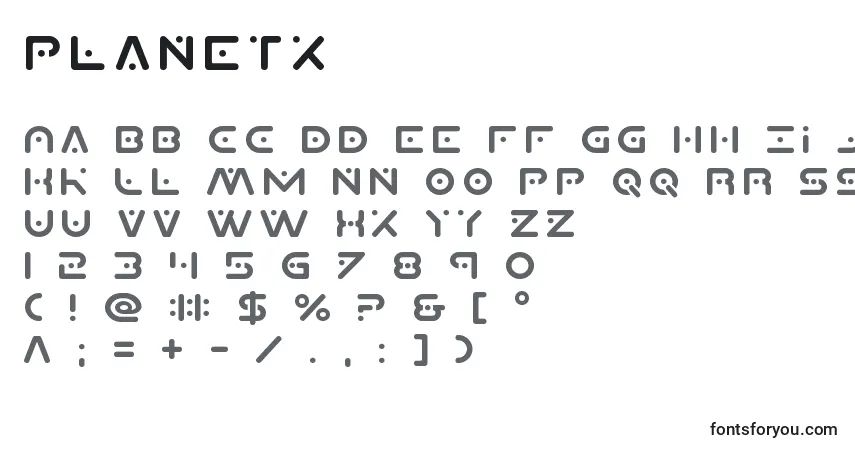 Planetx Font – alphabet, numbers, special characters