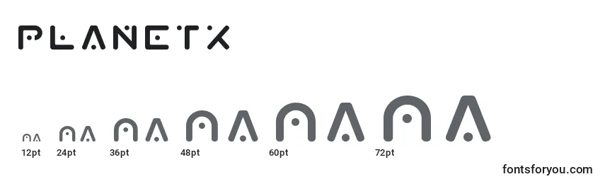 Planetx Font Sizes