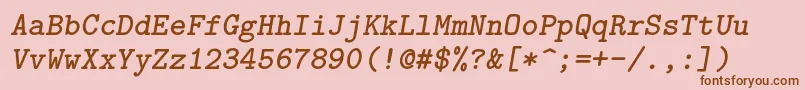 フォントLmmonolt10Boldoblique – ピンクの背景に茶色のフォント