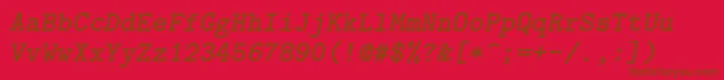 Lmmonolt10Boldoblique Font – Brown Fonts on Red Background