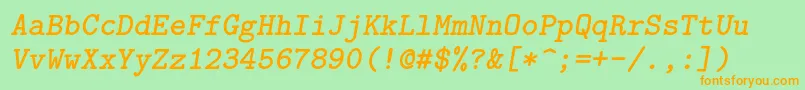 Lmmonolt10Boldoblique Font – Orange Fonts on Green Background