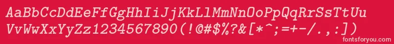 フォントLmmonolt10Boldoblique – 赤い背景にピンクのフォント