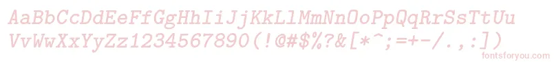 フォントLmmonolt10Boldoblique – 白い背景にピンクのフォント