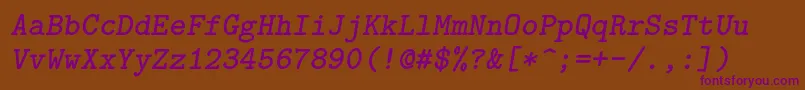 Lmmonolt10Boldoblique Font – Purple Fonts on Brown Background