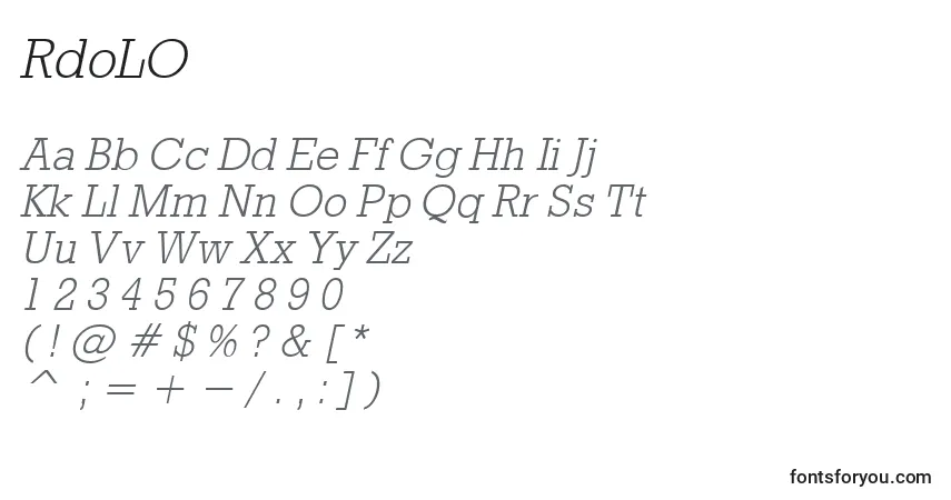 Schriftart RdoLO – Alphabet, Zahlen, spezielle Symbole
