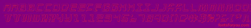 DroidLover3DExpandedItalic Font – Red Fonts on Purple Background