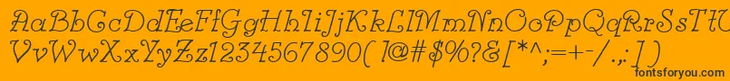 Modestina-Schriftart – Schwarze Schriften auf orangefarbenem Hintergrund