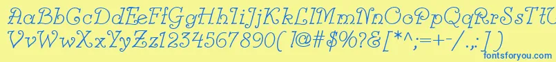 Modestina Font – Blue Fonts on Yellow Background