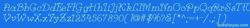 Modestina Font – Green Fonts on Blue Background