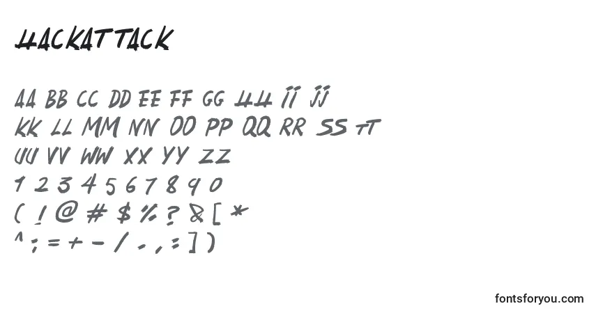 Schriftart Hackattack – Alphabet, Zahlen, spezielle Symbole