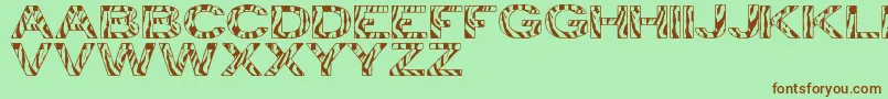 Fonte ZebraTfb – fontes marrons em um fundo verde