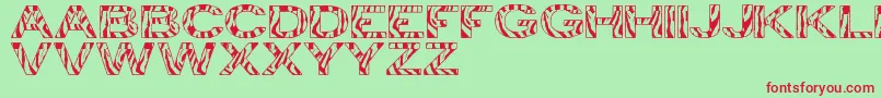 フォントZebraTfb – 赤い文字の緑の背景