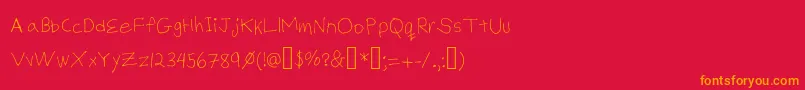 Czcionka BillysHandThin – pomarańczowe czcionki na czerwonym tle