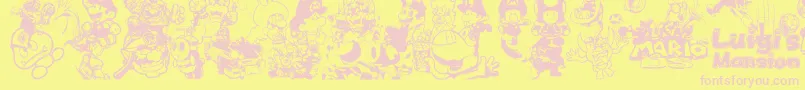 Mario Font – Pink Fonts on Yellow Background