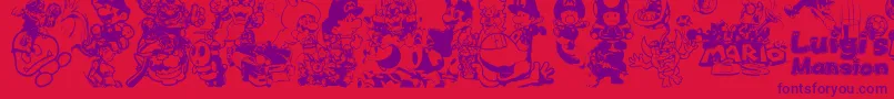 Mario Font – Purple Fonts on Red Background