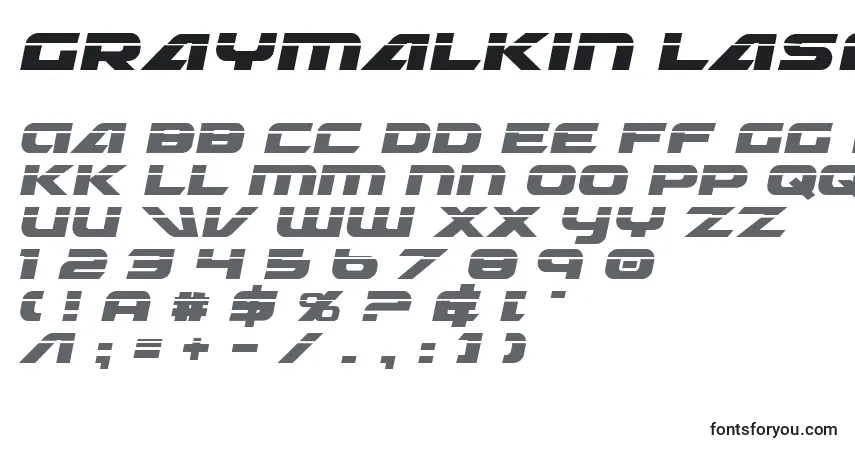 Schriftart Graymalkin Laser – Alphabet, Zahlen, spezielle Symbole