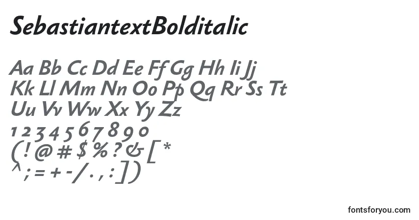 Шрифт SebastiantextBolditalic – алфавит, цифры, специальные символы