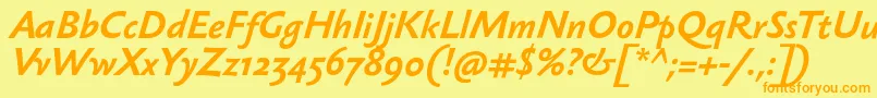 SebastiantextBolditalic Font – Orange Fonts on Yellow Background
