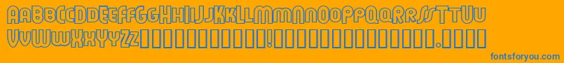 FeuerfesteOutlineNormal-Schriftart – Blaue Schriften auf orangefarbenem Hintergrund
