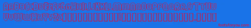 FeuerfesteOutlineNormal Font – Red Fonts on Blue Background