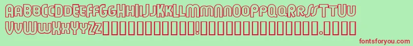 FeuerfesteOutlineNormal Font – Red Fonts on Green Background