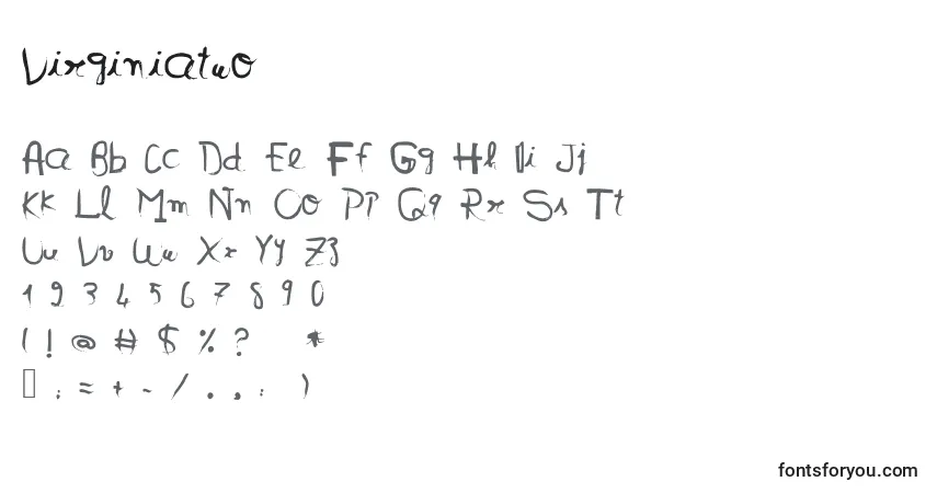 A fonte Virginiatwo – alfabeto, números, caracteres especiais