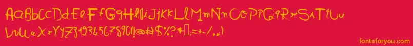 Virginiatwo-Schriftart – Orangefarbene Schriften auf rotem Hintergrund
