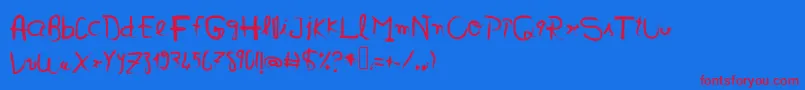 Virginiatwo-Schriftart – Rote Schriften auf blauem Hintergrund
