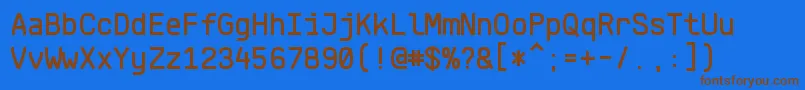 フォントKlartextMonoMedium – 茶色の文字が青い背景にあります。