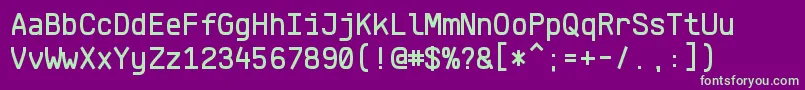 KlartextMonoMedium Font – Green Fonts on Purple Background