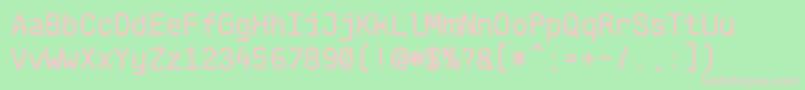 KlartextMonoMedium-fontti – vaaleanpunaiset fontit vihreällä taustalla