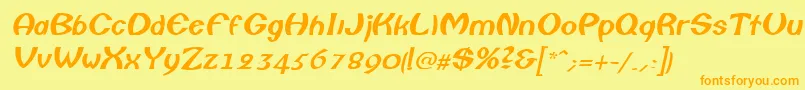 フォントColumboItalic – オレンジの文字が黄色の背景にあります。