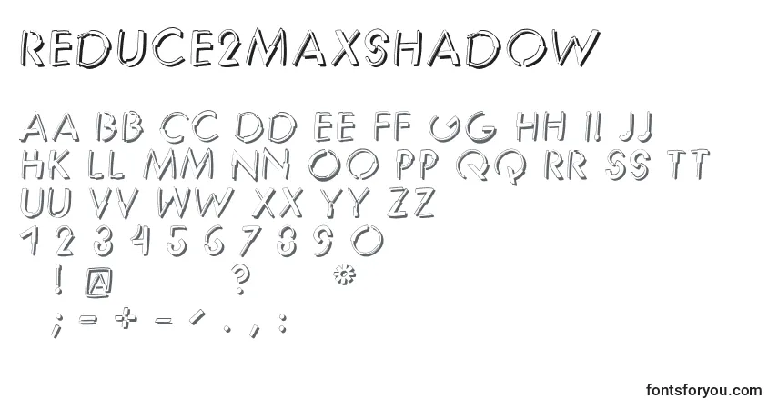 Czcionka Reduce2maxshadow – alfabet, cyfry, specjalne znaki