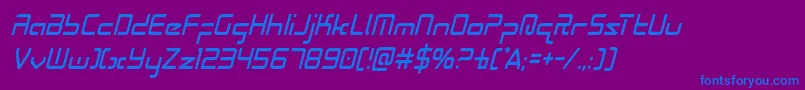 Radiospacecondital Font – Blue Fonts on Purple Background