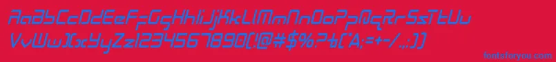 Radiospacecondital Font – Blue Fonts on Red Background