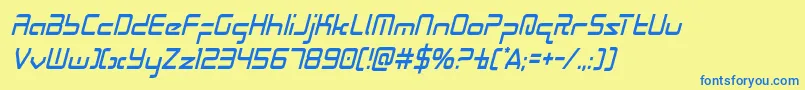 Radiospacecondital Font – Blue Fonts on Yellow Background