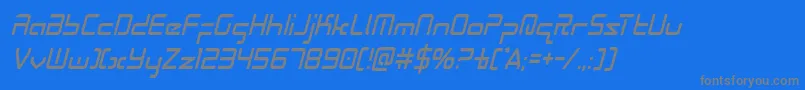 フォントRadiospacecondital – 青い背景に灰色の文字