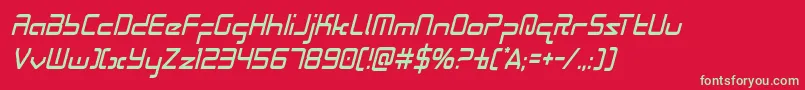 Radiospacecondital Font – Green Fonts on Red Background