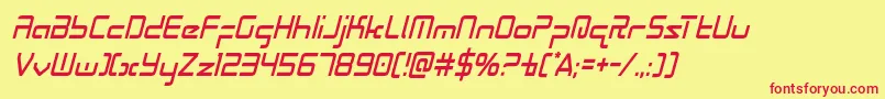 Radiospacecondital Font – Red Fonts on Yellow Background