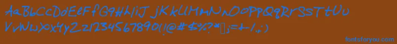 フォントOnARun – 茶色の背景に青い文字