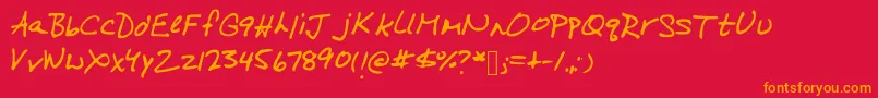 フォントOnARun – 赤い背景にオレンジの文字