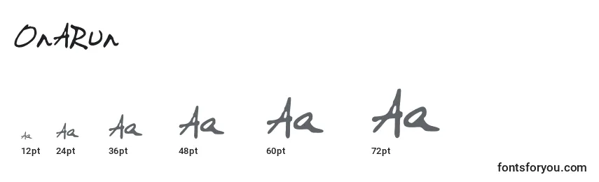 OnARun Font Sizes